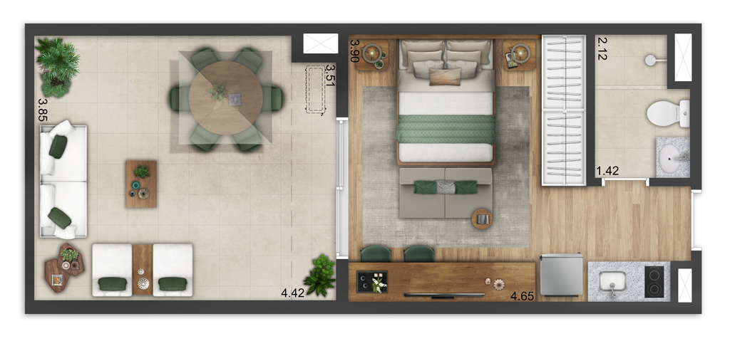 New Time Fase 1: 1 dorm 41m² garden