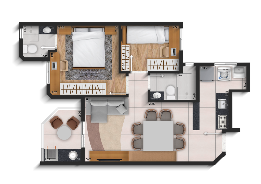 New Way Santo André: 2 dorm 48m²