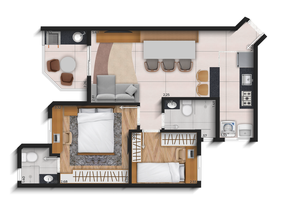 New Way Santo André: 2 dorm 48m²