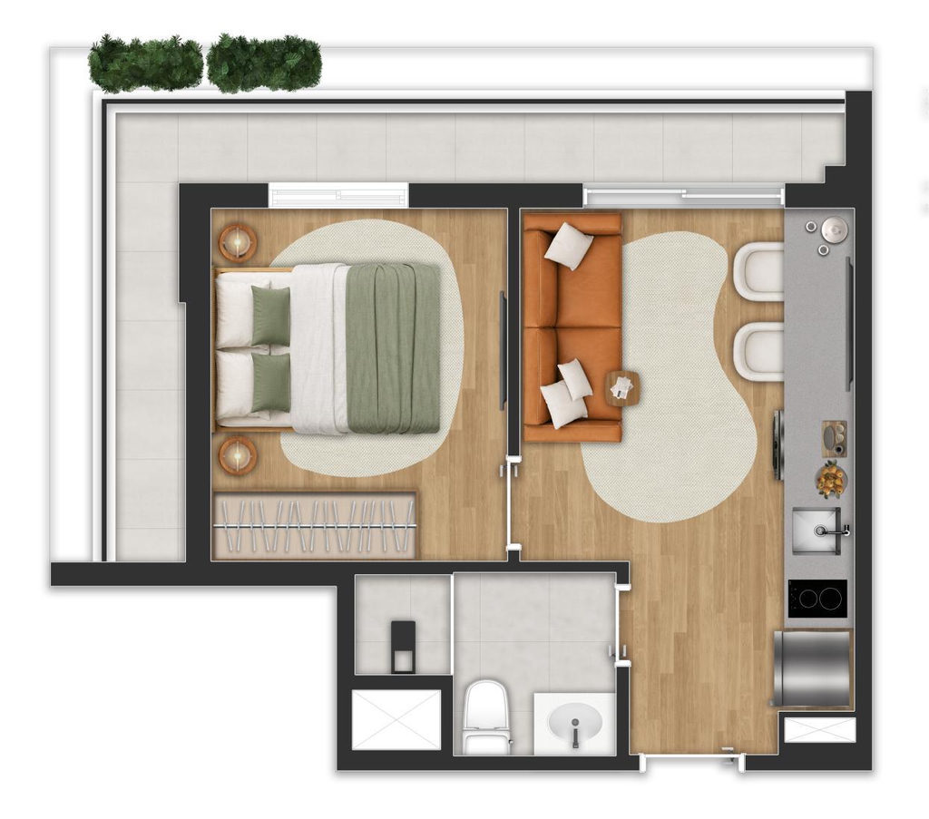 Nex One Bandeira Paulista: 1 dorm 35m²
