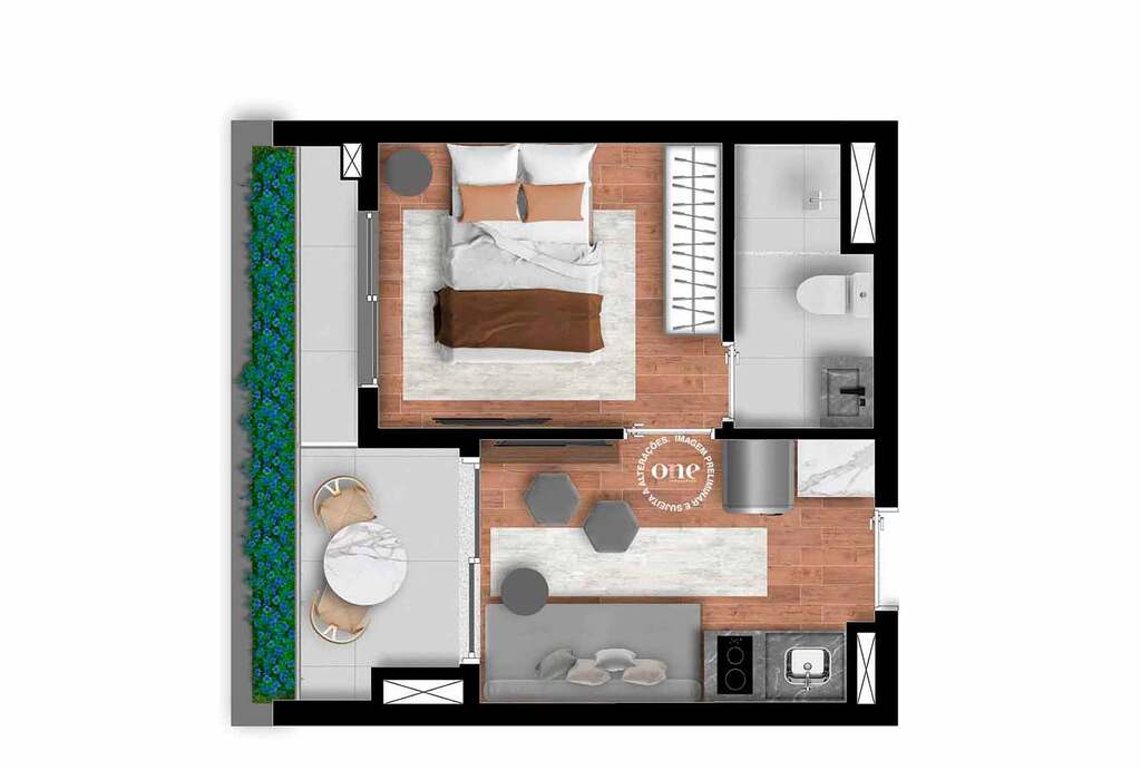 Nex One Jurupis: 1 dorm 30m²