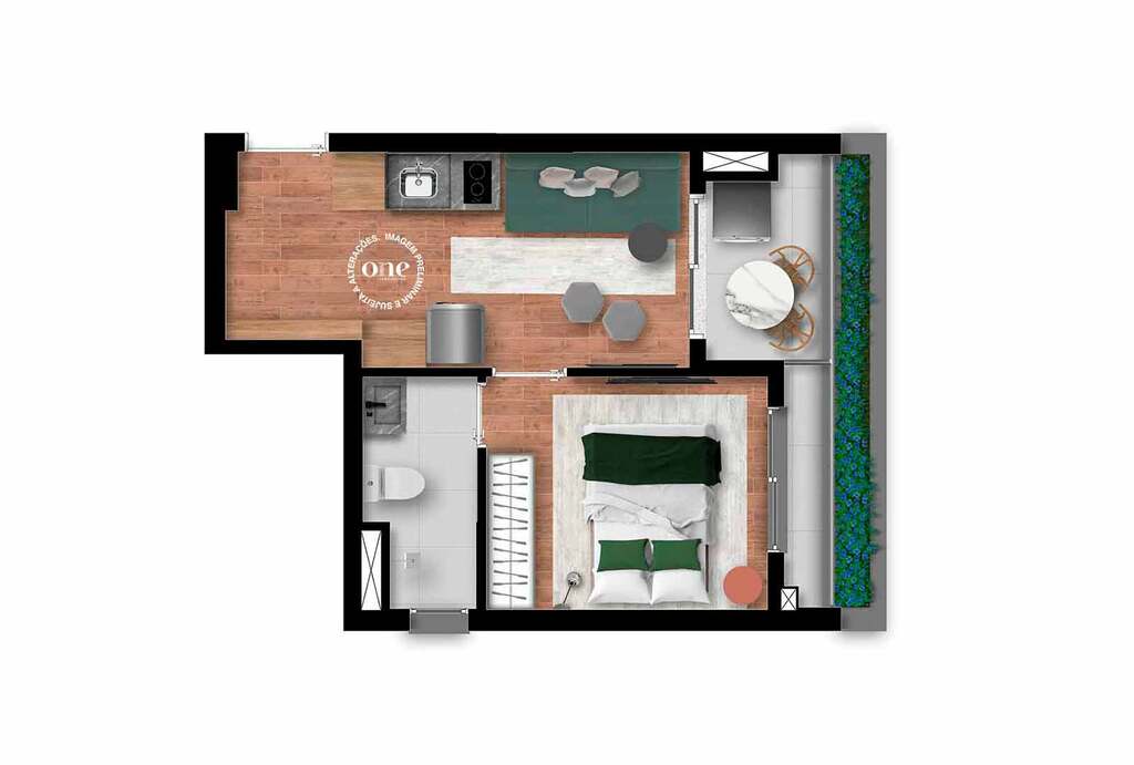 Nex One Jurupis: 1 dorm 32m²