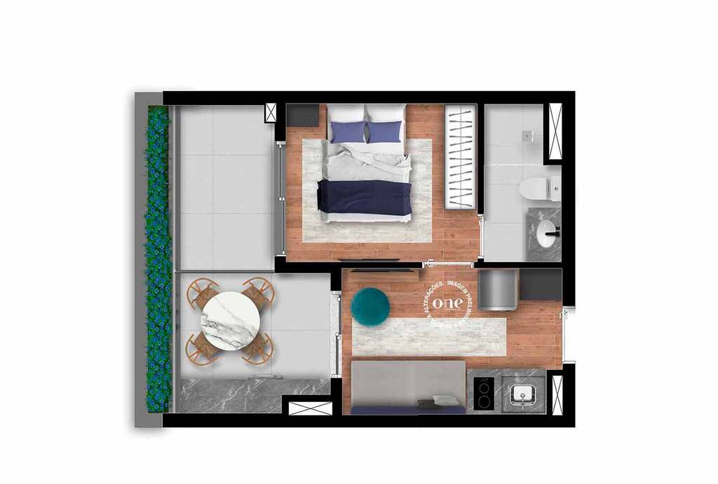 Nex One Jurupis: 1 dorm 32m²