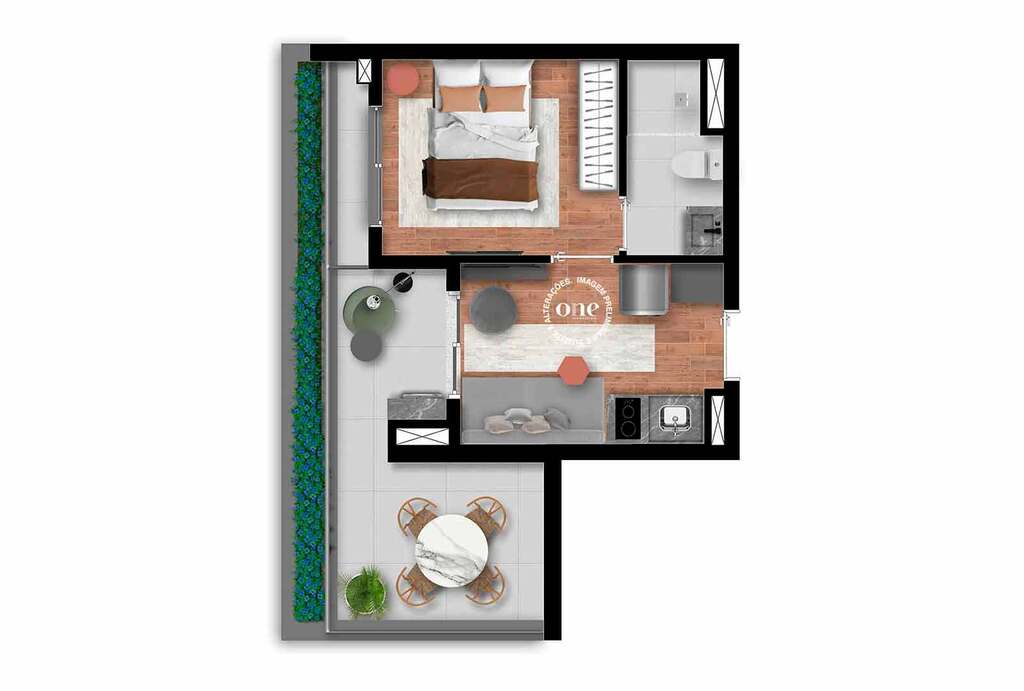 Nex One Jurupis: 1 dorm 35m²