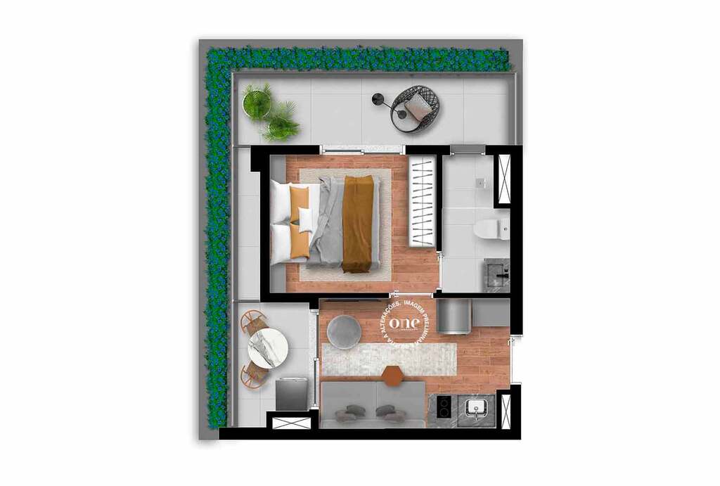 Nex One Jurupis: 1 dorm 39m²