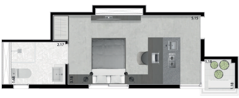 Next Bela Cintra: 1 dorm 24m² studio
