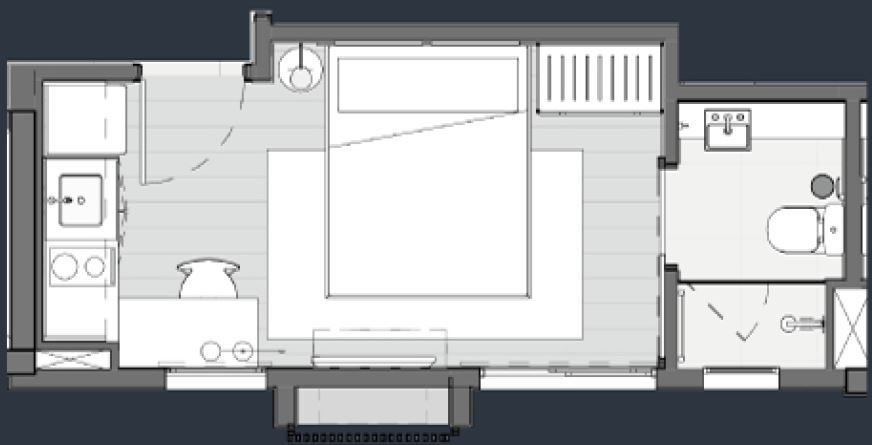 Next Franca: 1 dorm 18m² studio