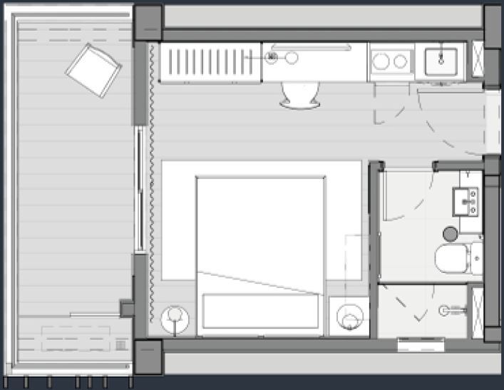 Next Franca: 1 dorm 25m² studio