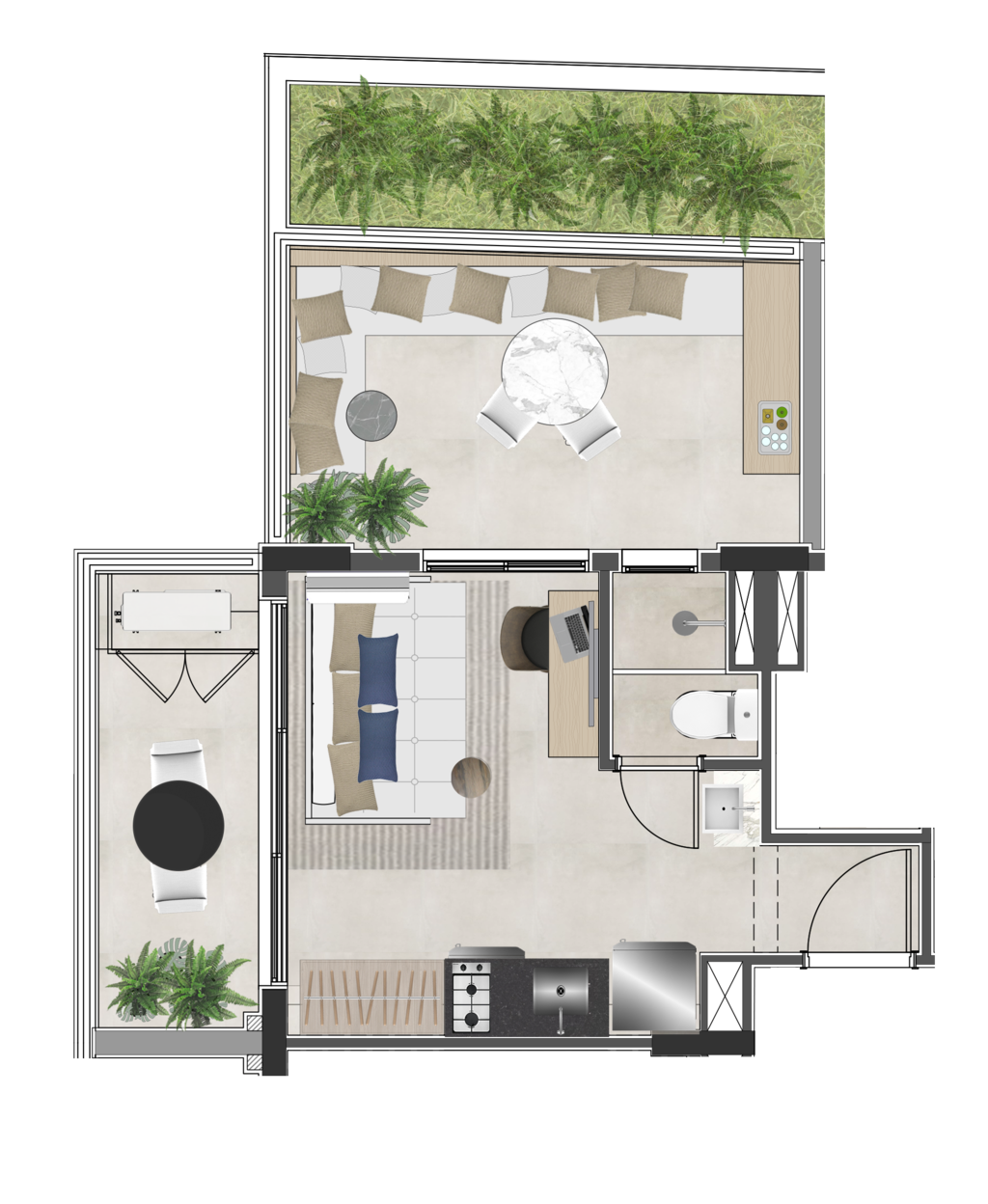 Next Paulista: 1 dorm 33m² garden