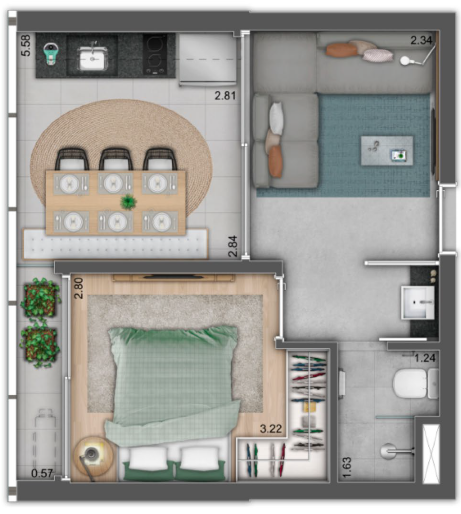 Nine 3134: 1 dorm 32m²