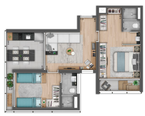 Nine 3134: 2 dorm 60m² junção