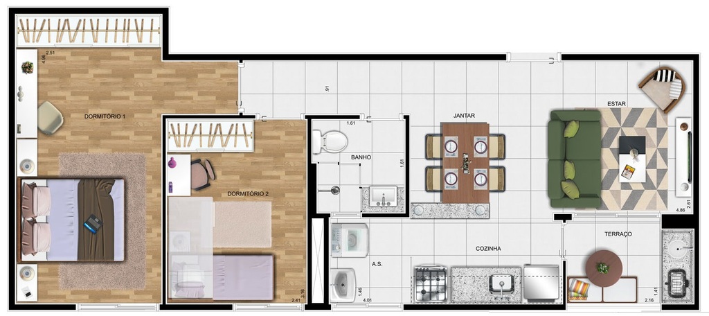 Novatto Residencial: 2 dorm 53m²