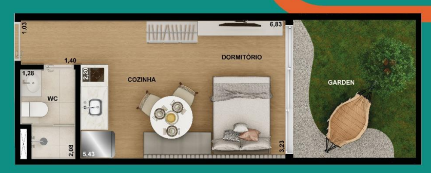 Nurban Campo Belo: 1 dorm 34m² garden