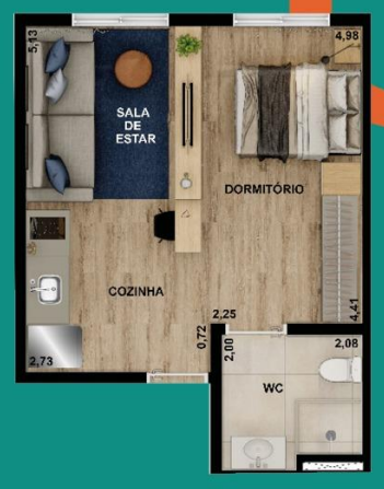 Nurban Campo Belo: 1 dorm 31m² opção