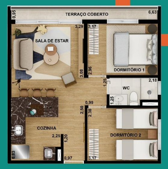 Nurban Campo Belo: 2 dorm 48m²