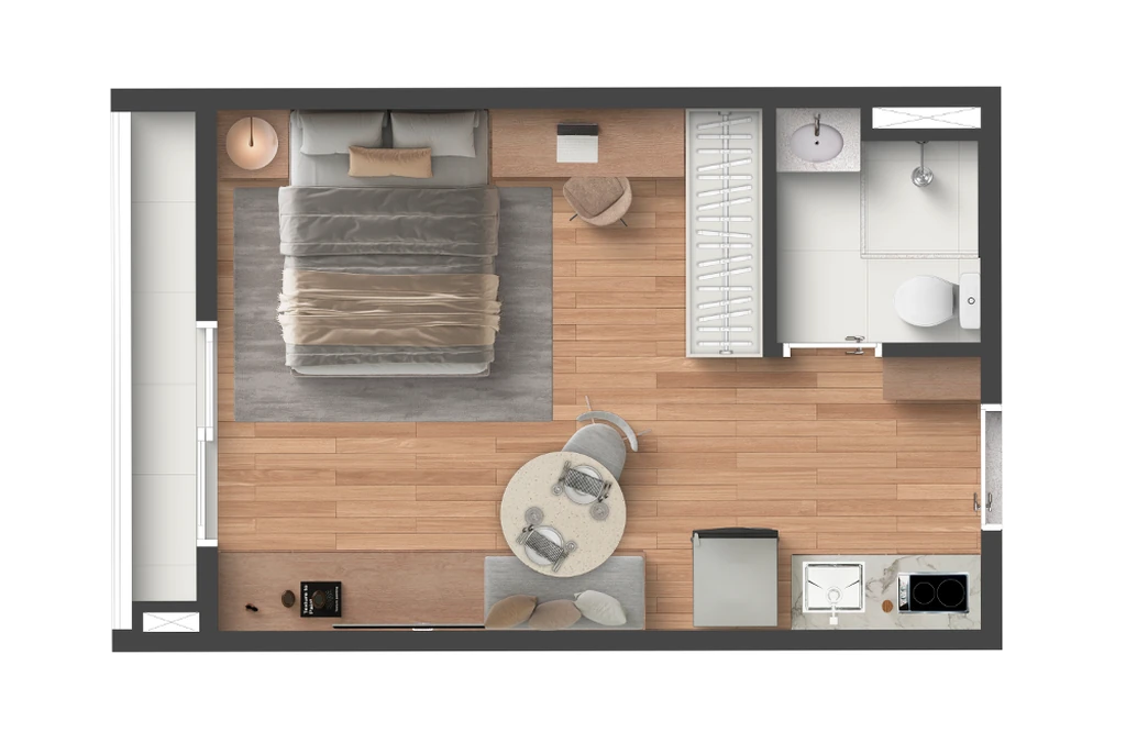 Nurban Praça da Árvore: 1 dorm 24m² studio