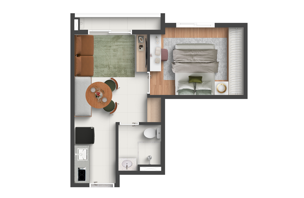 Nurban Praça da Árvore: 1 dorm 28m²