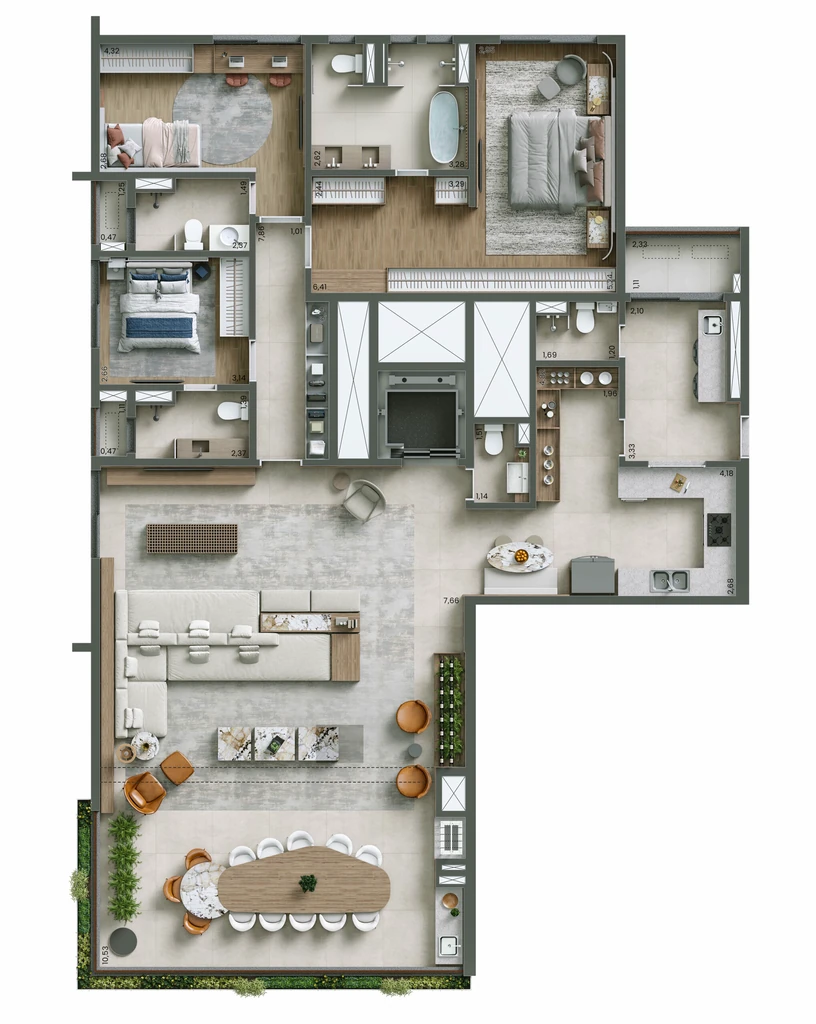 Nuv Moema: 4 suítes 207m²