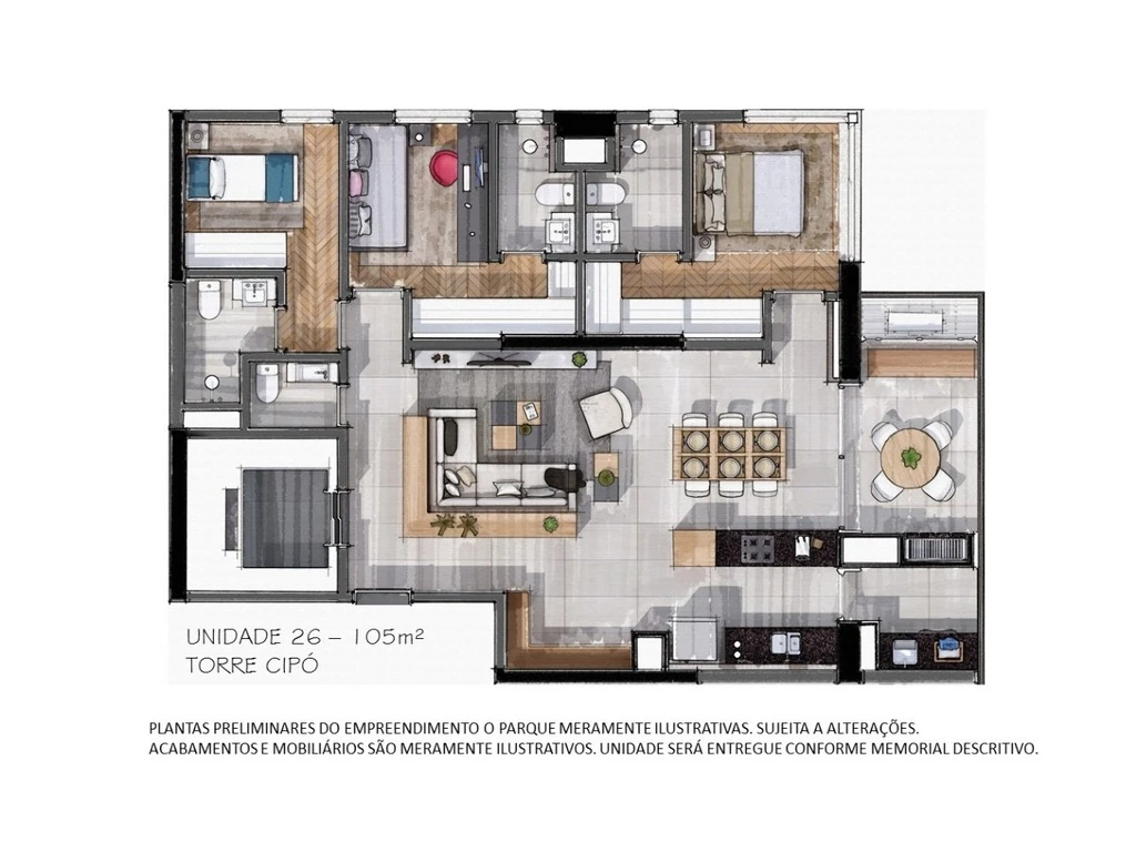 O Parque Cipó: 3 dorm 105m²