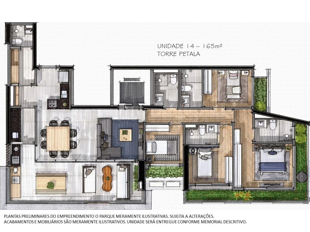 O Parque Pétala: 4 dorm 165m²