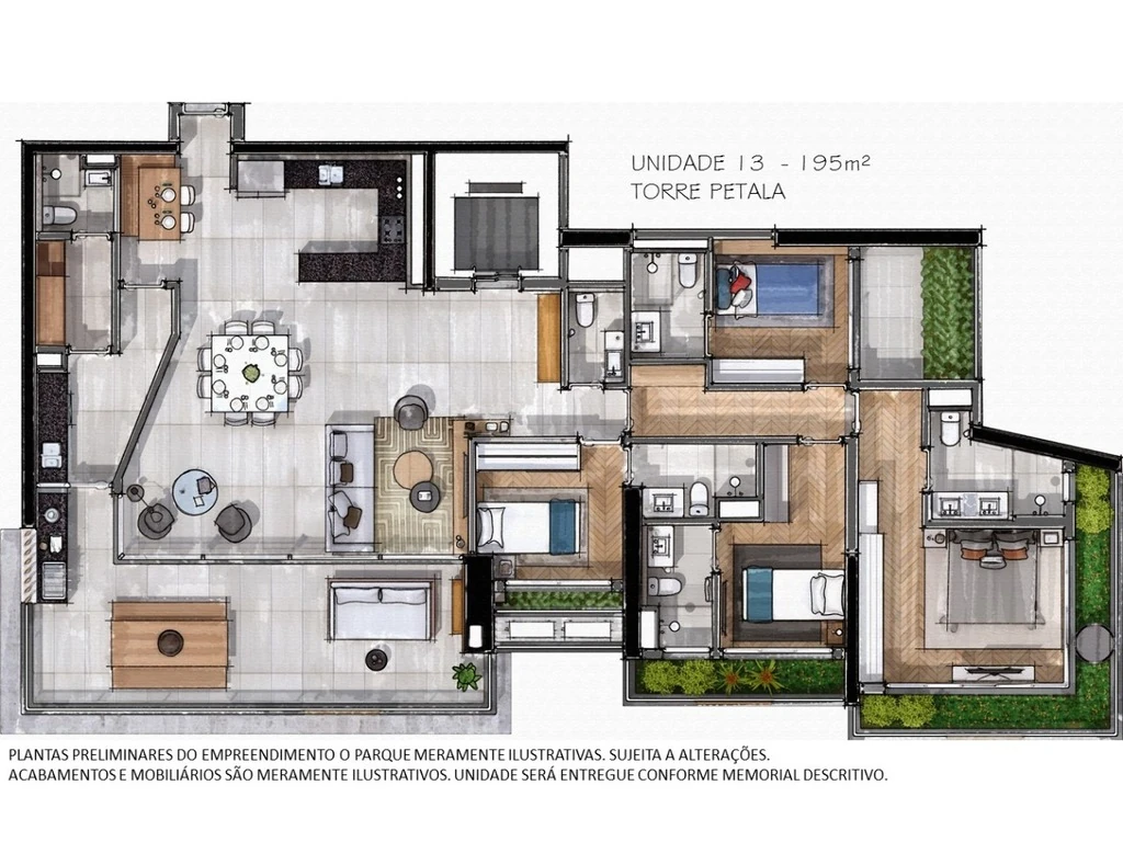 O Parque Pétala: 4 dorm 195m²