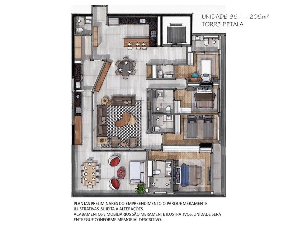 O Parque Pétala: 4 dorm 205m²