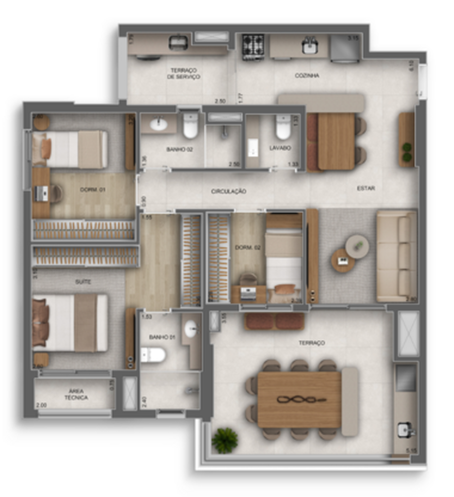 Oásis Santa Cruz by Diálogo: 3 dorm 97m²