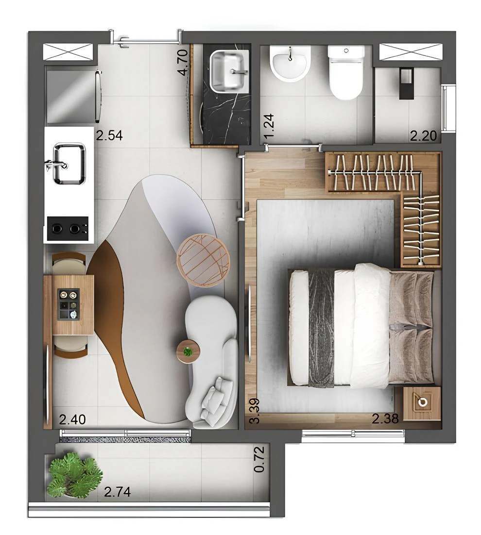 Oli Ipiranga: 1 dorm 27m²