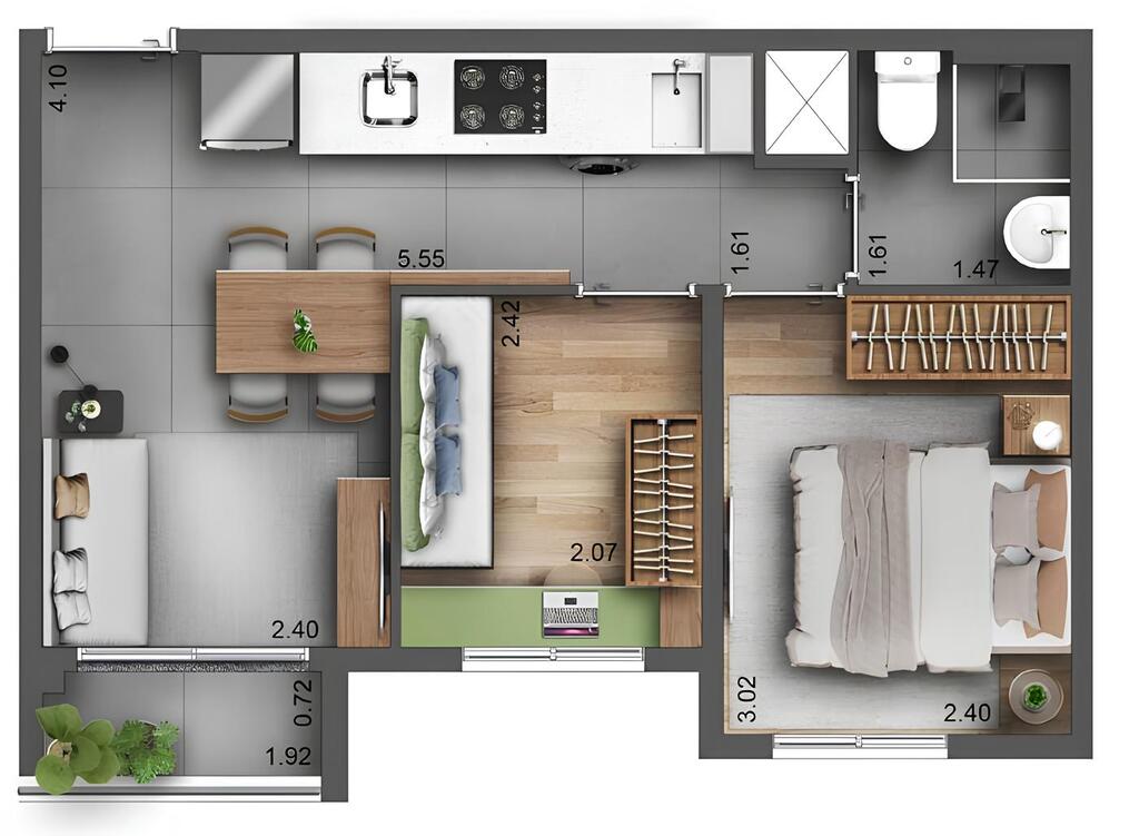 Oli Ipiranga: 2 dorm 35m²