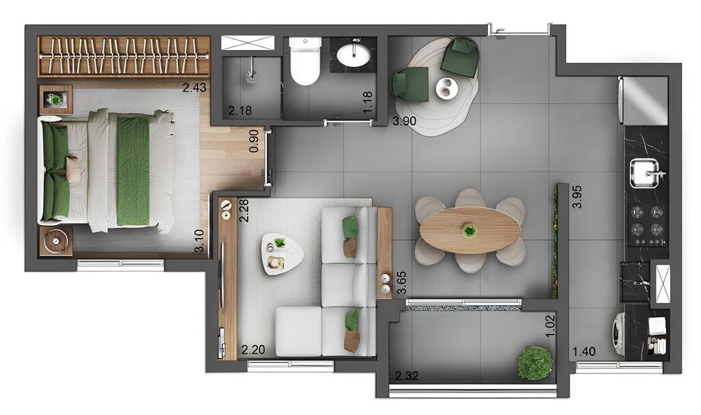 Oli Ipiranga: 1 dorm 39m²