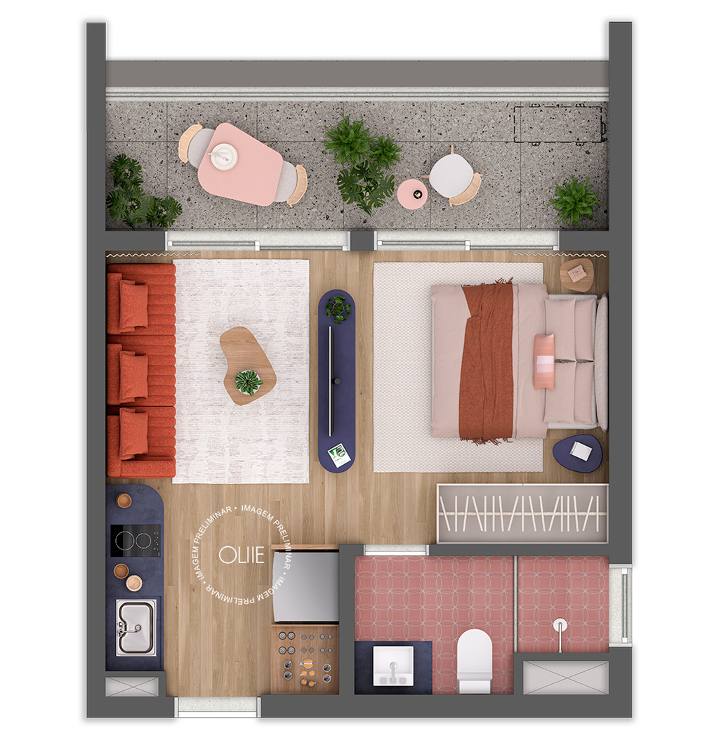 Oliie 117: 1 dorm 34m² studio