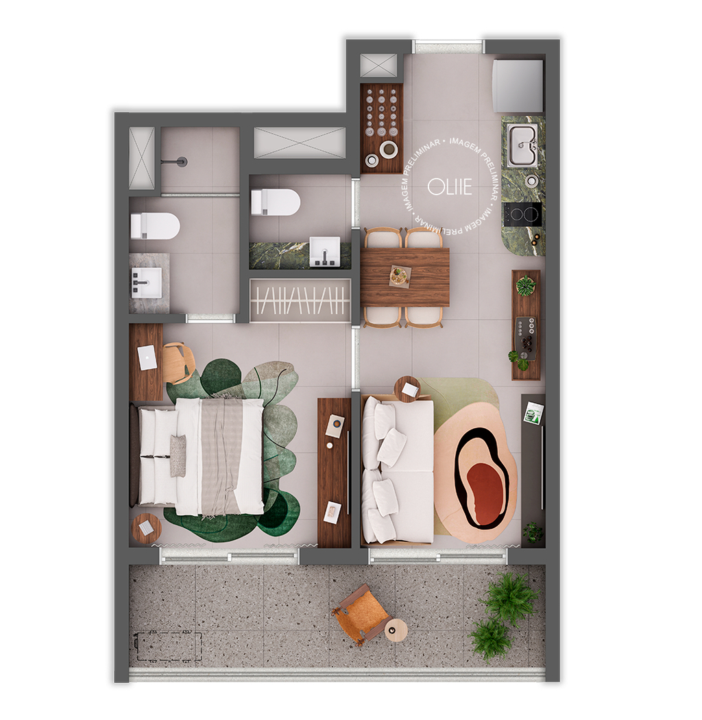 Oliie 117: 1 dorm 46m²