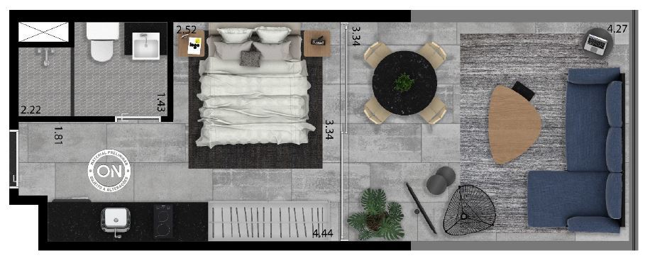 ON Alvorada 183: 1 dorm 33m² garden