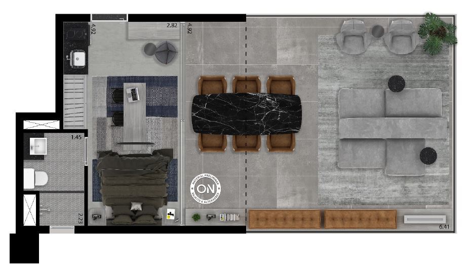 ON Alvorada 183: 1 dorm 57m² garden