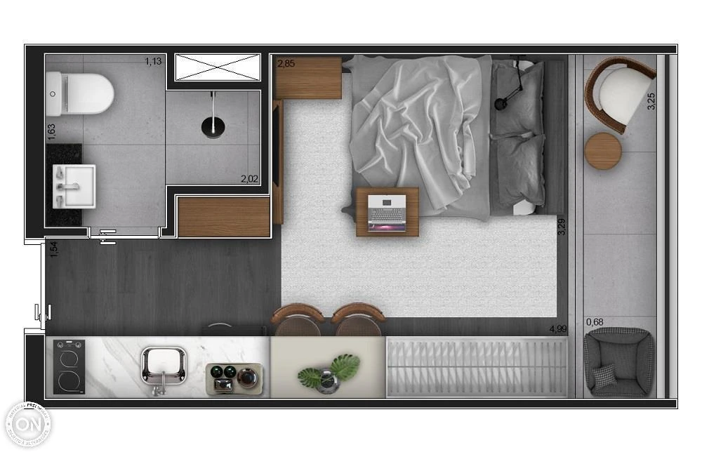ON Imarés: 1 dorm 21m² studio