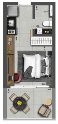 ON Jurupis: 1 dorm 26m² studio