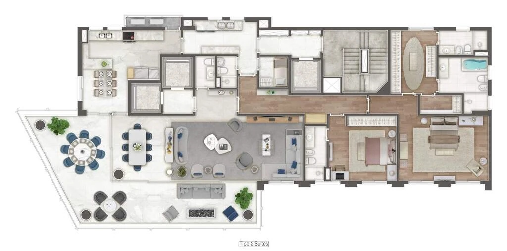 Ópera Vila Nova: 2 dorm 293m² opção 1