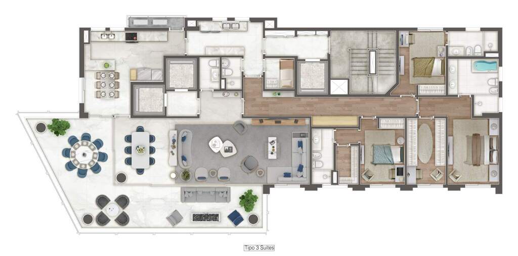 Ópera Vila Nova: 3 dorm 293m² opção 2