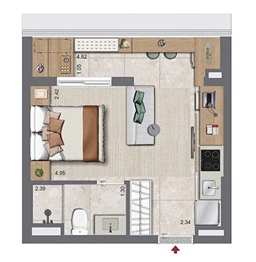 Oriz by Plano&Plano: 1 dorm 28m² studio