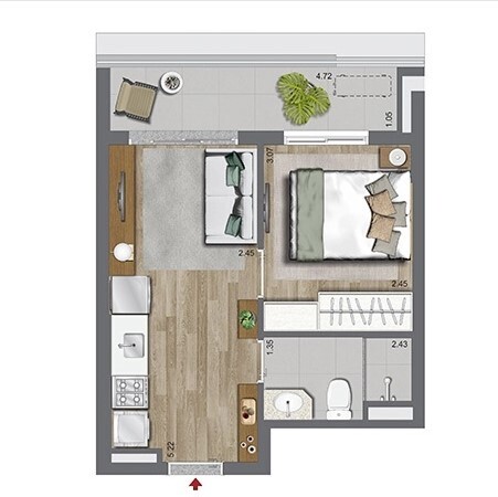 Oriz by Plano&Plano: 1 dorm 34m²