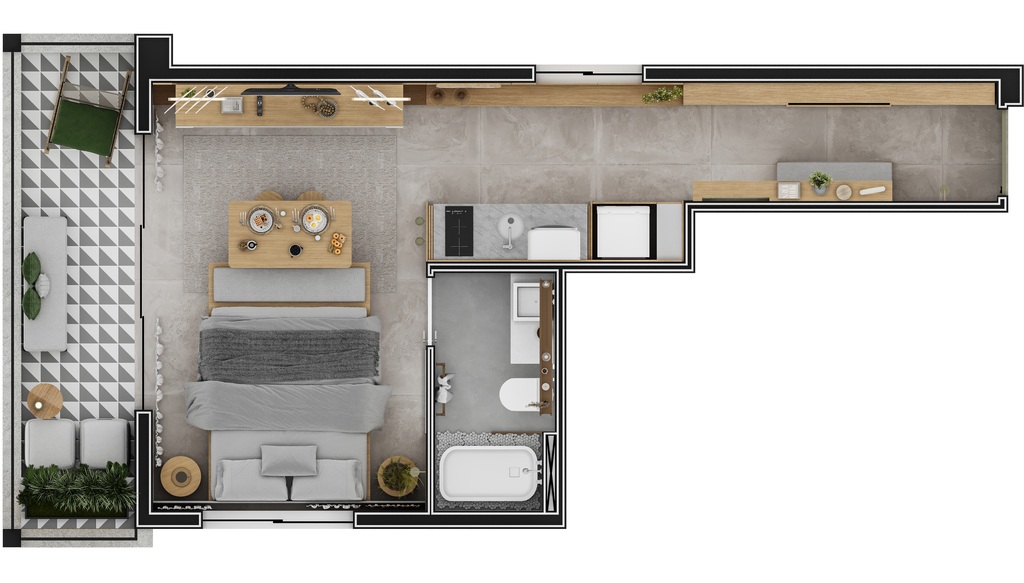 Pamplona 1083: 1 dorm 36m² studio
