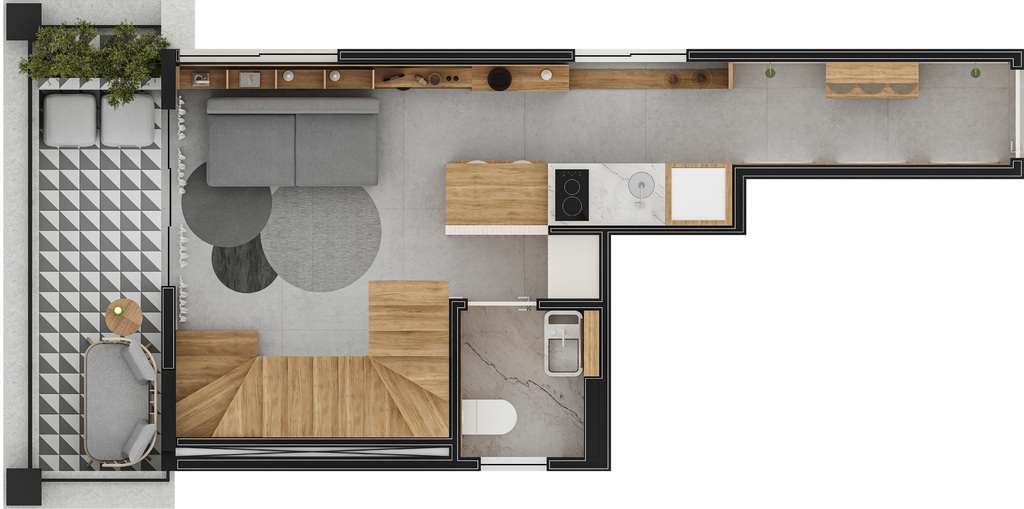 Pamplona 1083: 1 dorm 54m² cobertura duplex inferior