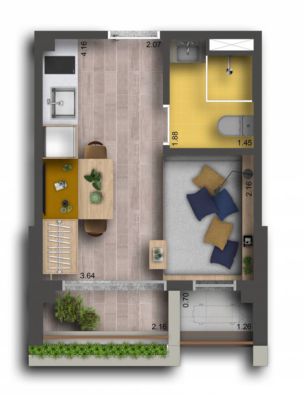 Pamplona Studios: 1 dorm 21m² studio