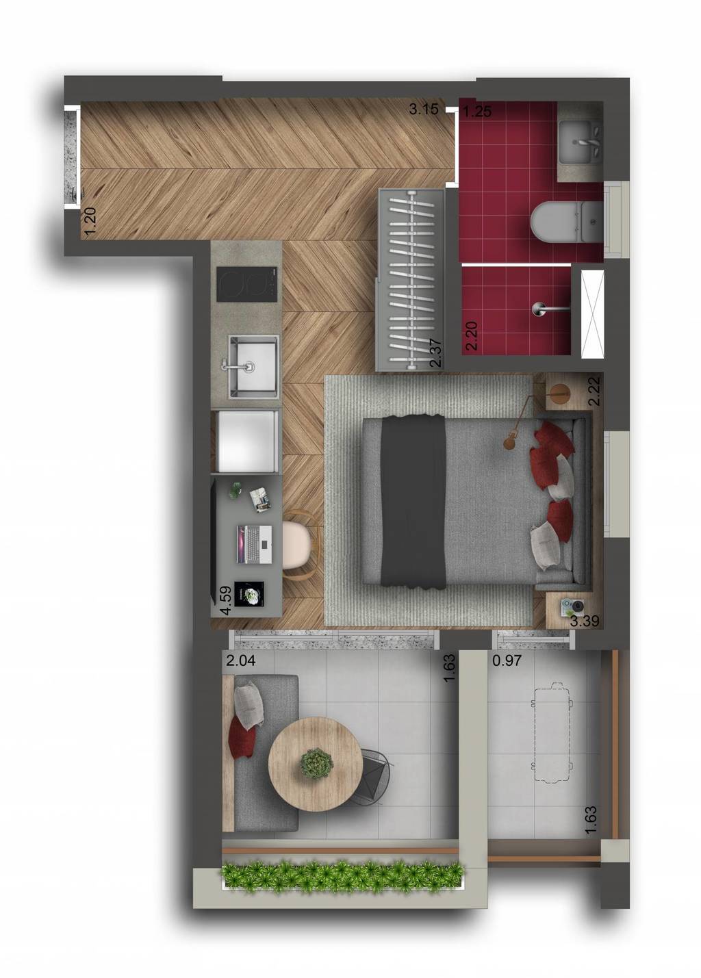 Pamplona Studios: 1 dorm 27m² studio