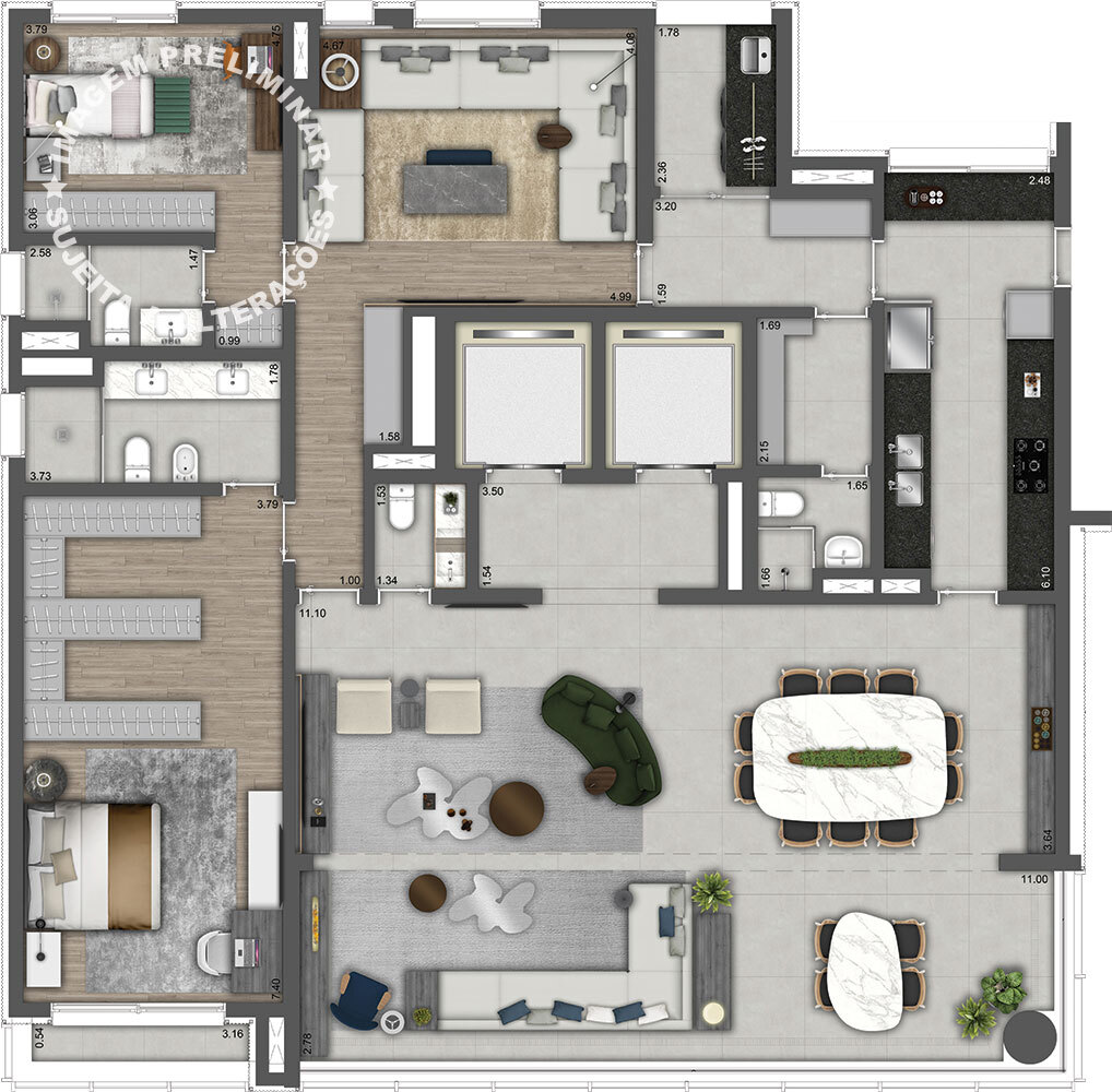 Park Avenue: 2 dorm 240m² opção