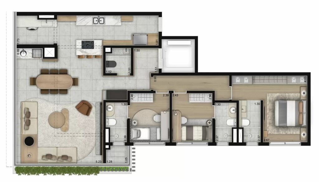 Park Mariana Exclusive: 3 dorm 124m² opção