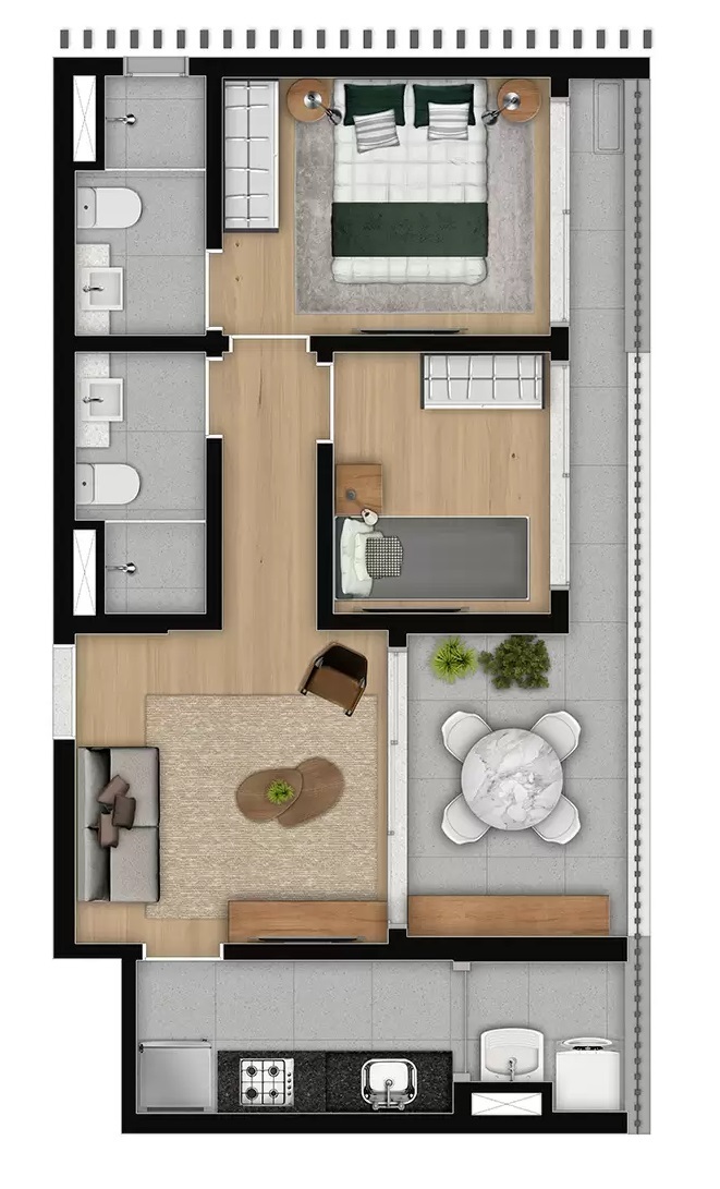 Park Mariana Life: 2 dorm 58m²