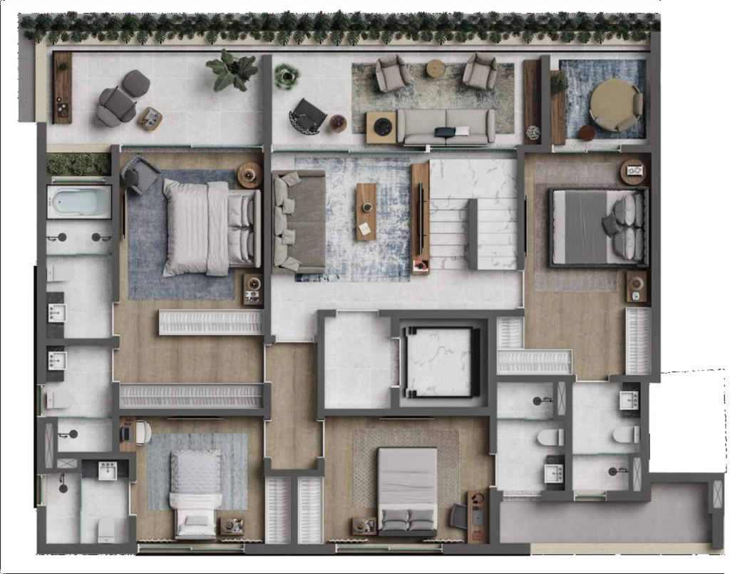Park View: 4 dorm 335 87m² cobertura duplex inferior