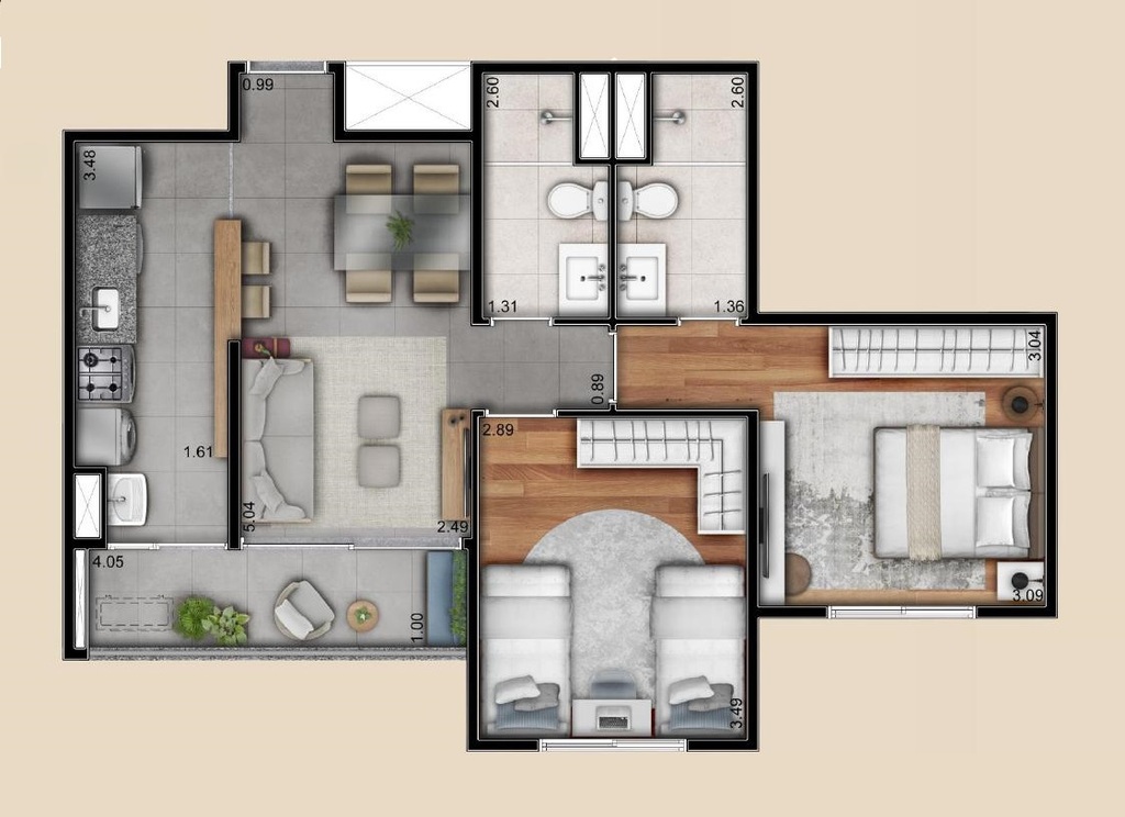 Patteo São Bernardo do Campo Fase 1: 2 dorm 59m²