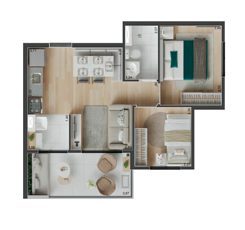 Peak Vila Olímpia: 2 dorm 44m²
